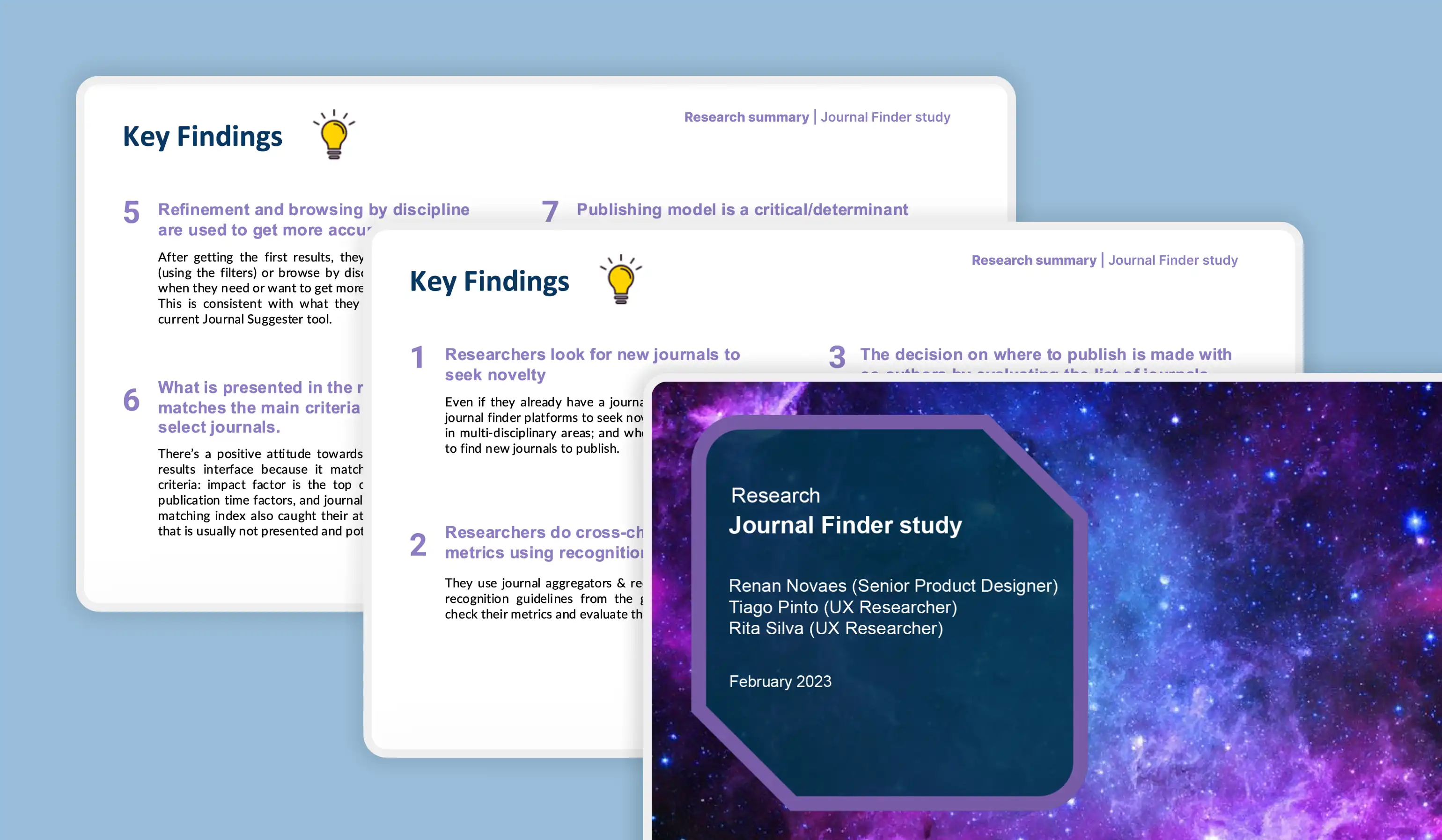Research report of the project