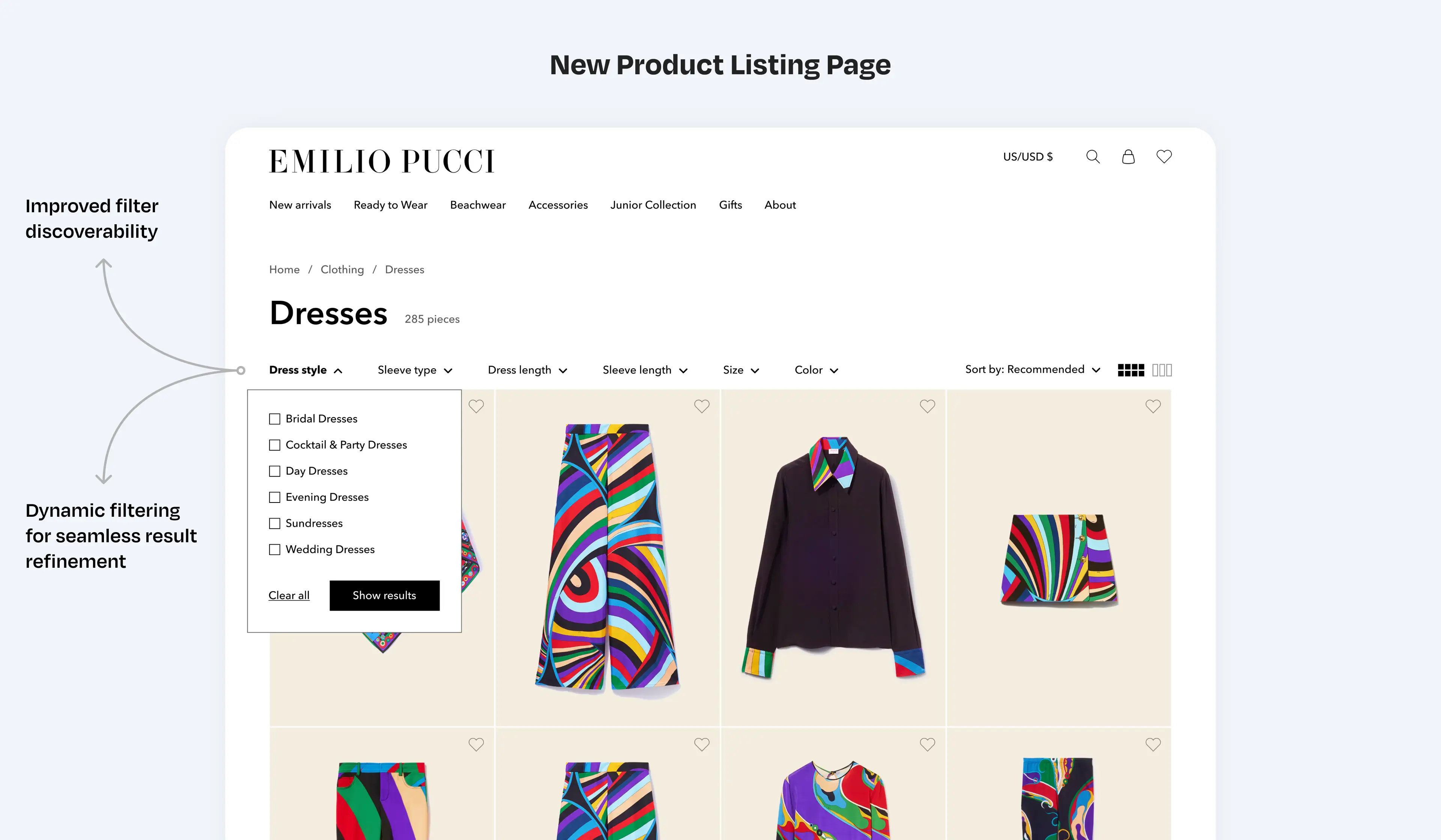 Image of the new product listing page