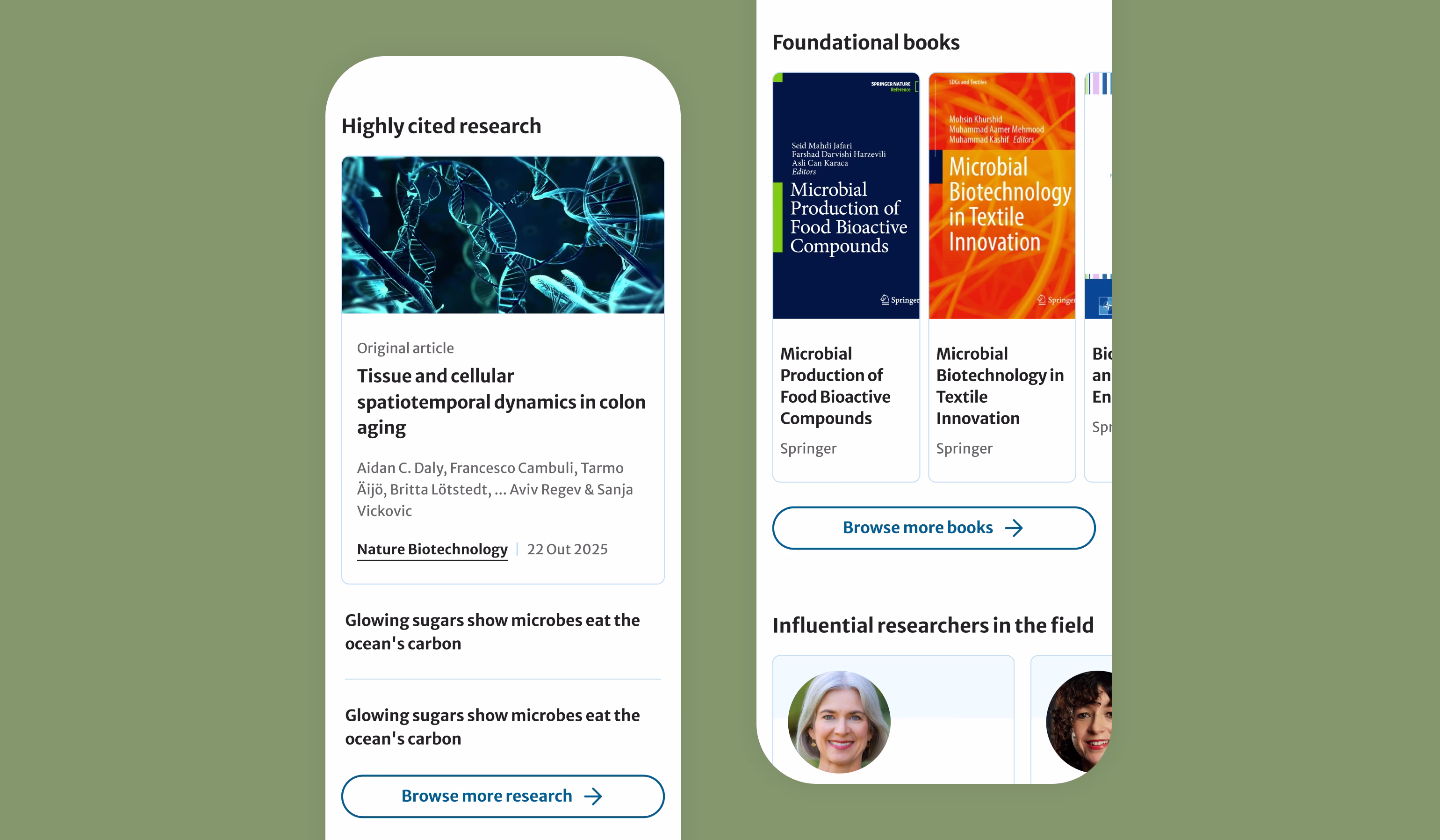 Image of subject landing pages on mobile